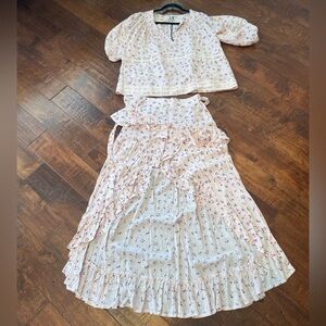 Jaase blouse top and high low skirt set floral spell Gypsy Arnhem style M nwt